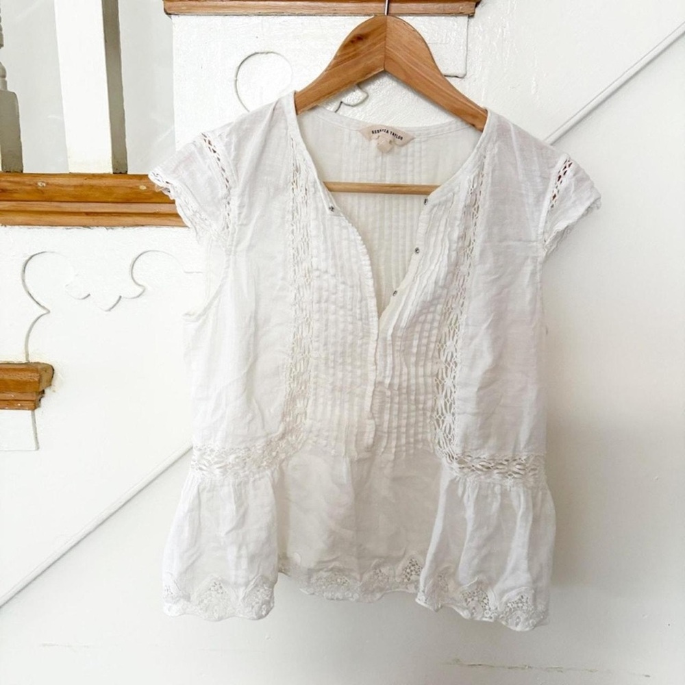 Rebecca Taylor White Lace Detail Blouse